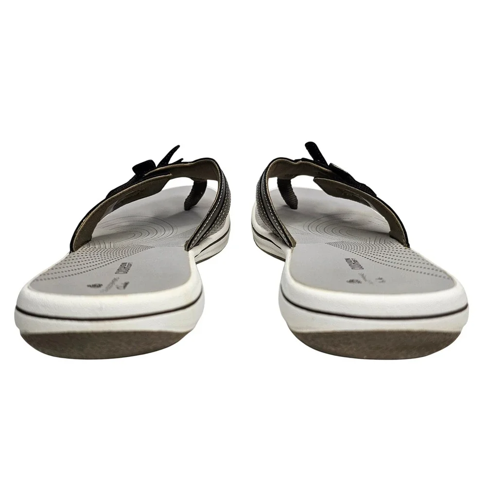 Clarks Cloudsteppers Women 10 Pewter Arla Glitz Flip Flop Sandals Floral